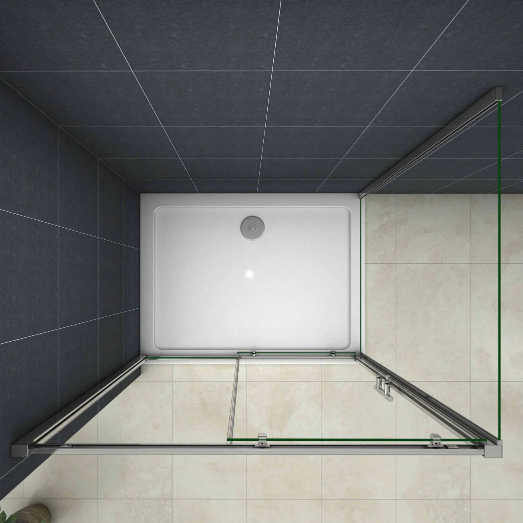 Concept Eight Chrome Sliding Shower Door With Optional Side Panel Top View
