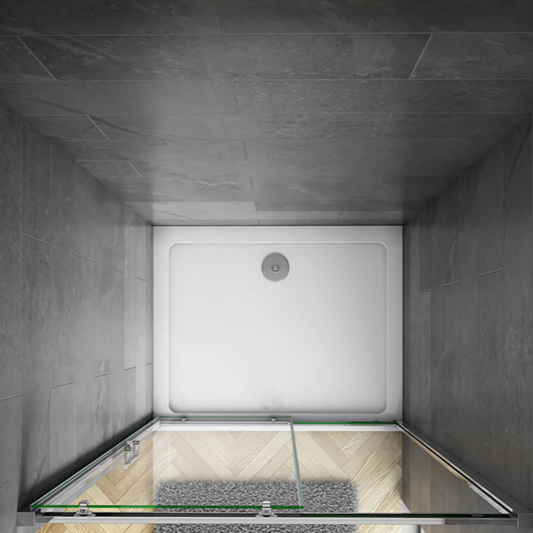 Concept Six Chrome Recessed Sliding Shower Door Ariel View