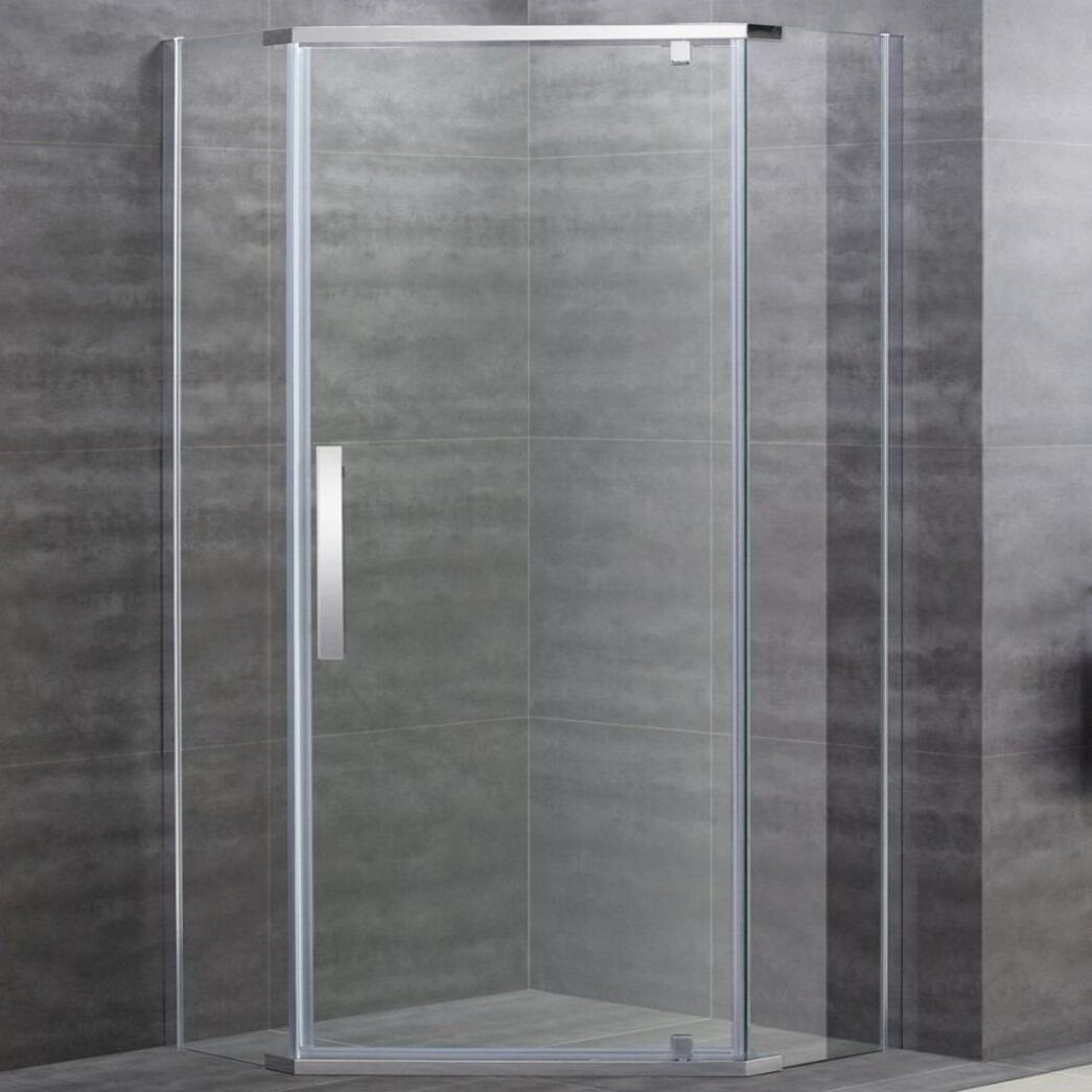 Palestra Pentagonal 900mm Chrome Pivot Door Shower Enclosure -