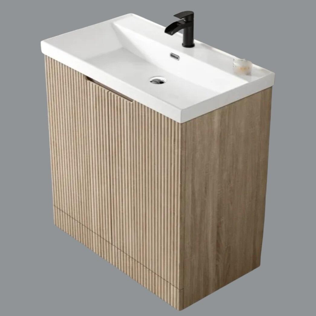 Miami 800mm Fluted 2 Door Vanity Unit with Ceramic Basin