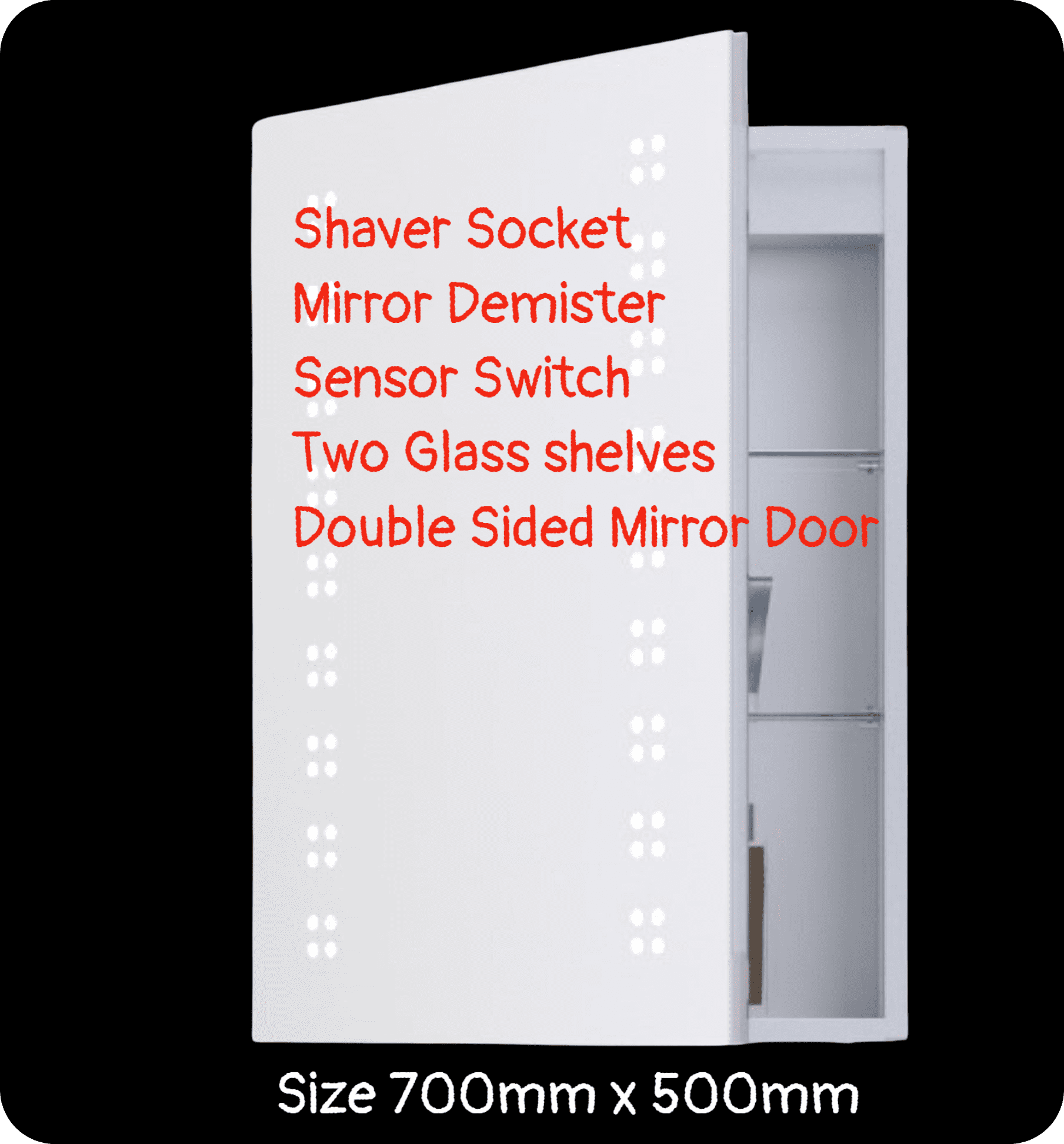 Candy 700mm x 500mm Aluminium LED Mirror Cabinet