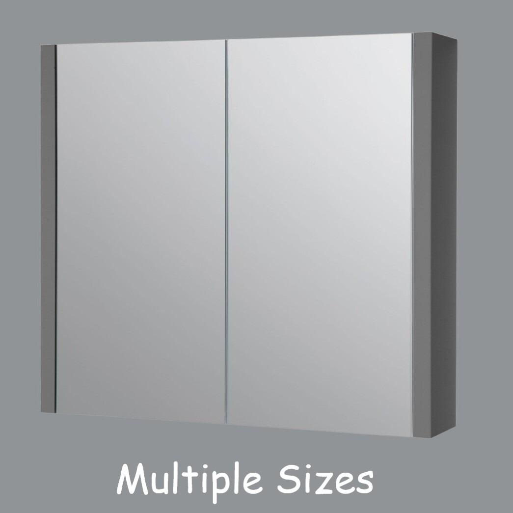 City Storm Grey Gloss Wooden 2 Door Mirror Cabinet