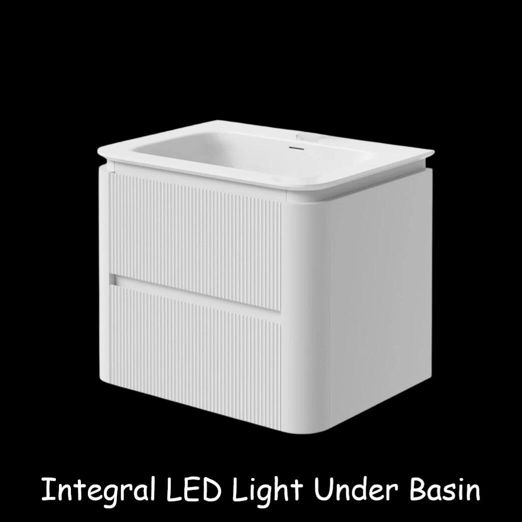 Luca 600mm Matt White Wall Hung Vanity Unit With Integral LED Light