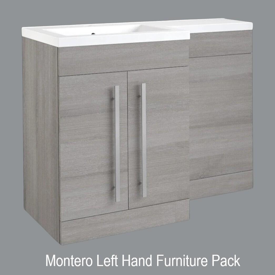 Montero 1100mm Silver Oak 2 Door L Shaped Furniture Pack LH
