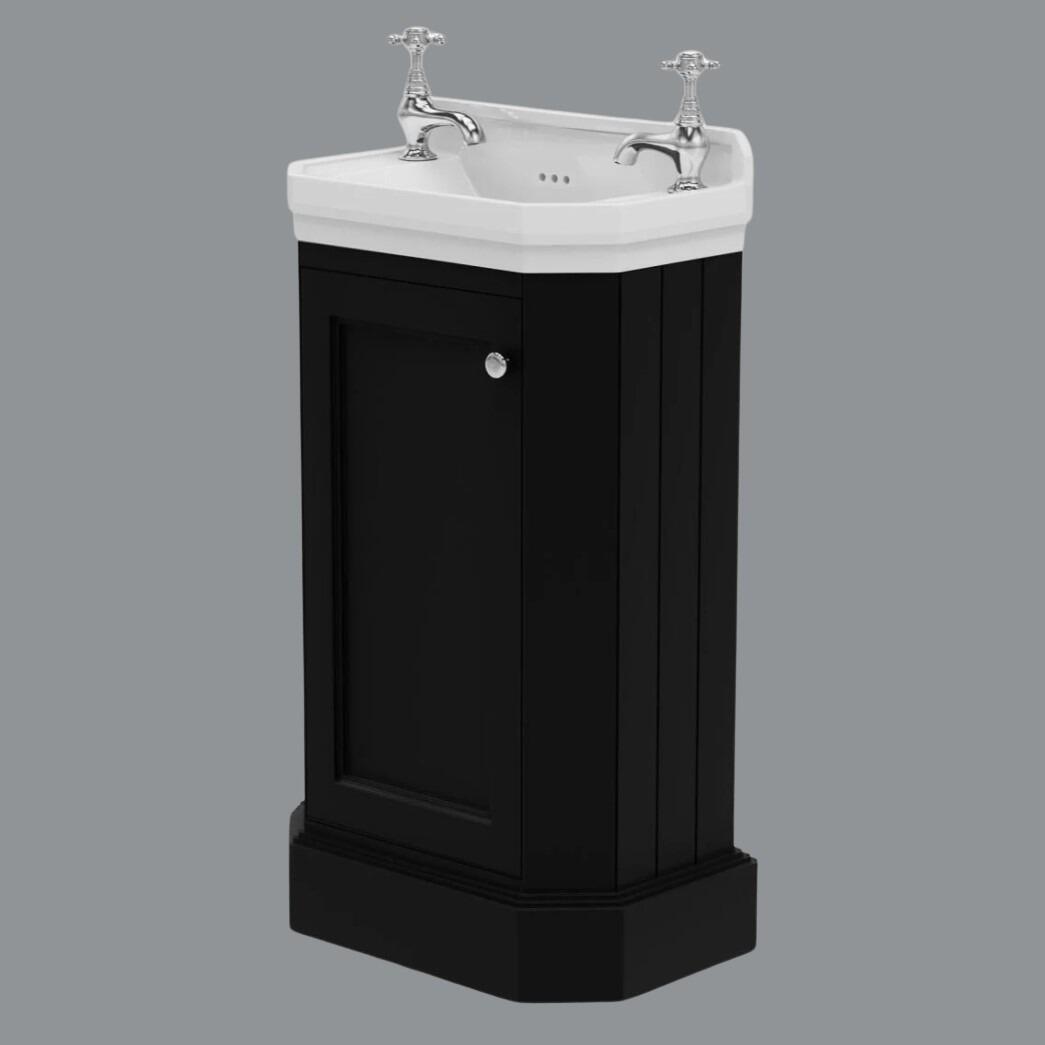 Rectory 500mm Black Traditional Cloakroom Vanity Unit with Ceramic Basin