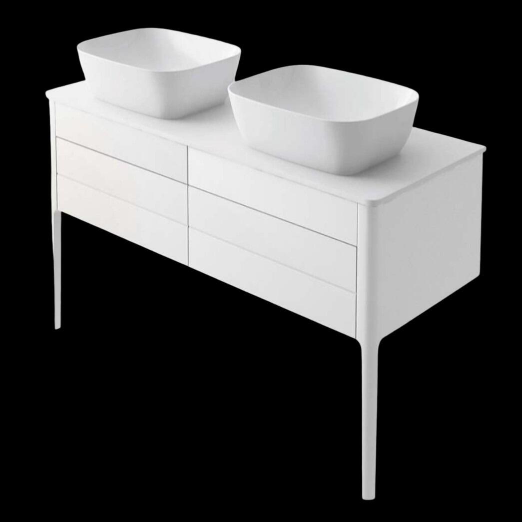 Sarah 1200mm Matt White Vanity Unit with Composite Solid Surface Worktop