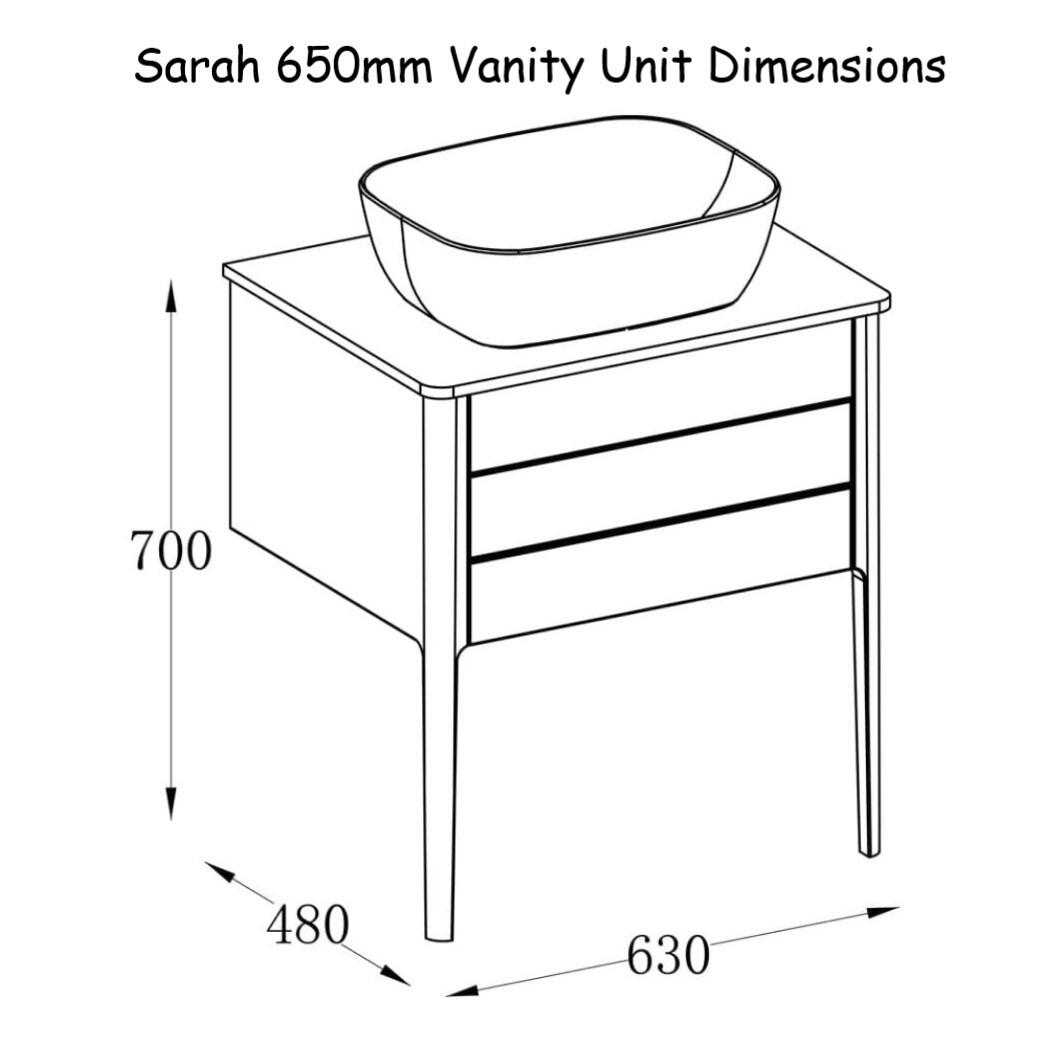 Sarah 650mm Vanity Unit Dimensions