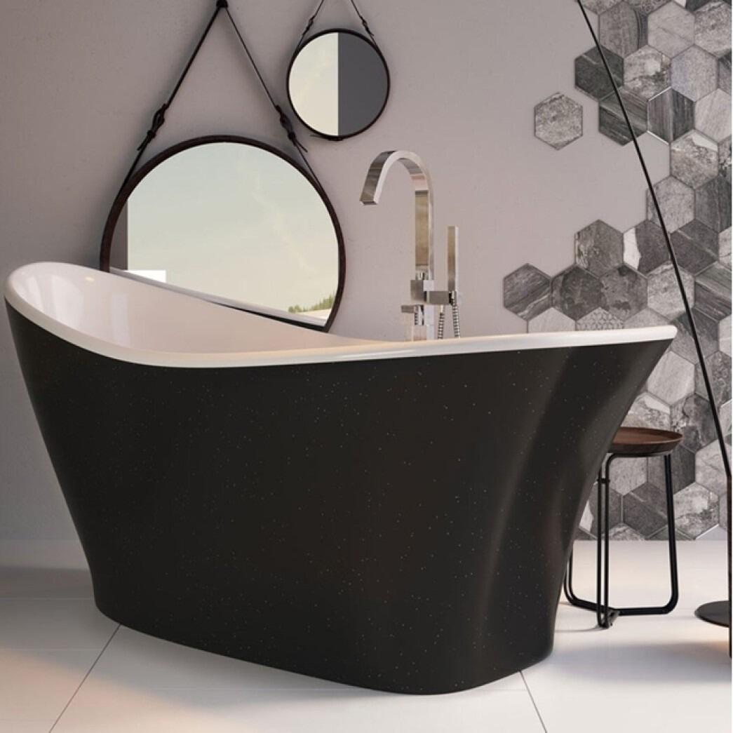 Xana Black Galaxy 1750mm Freestanding Acrylic Bath