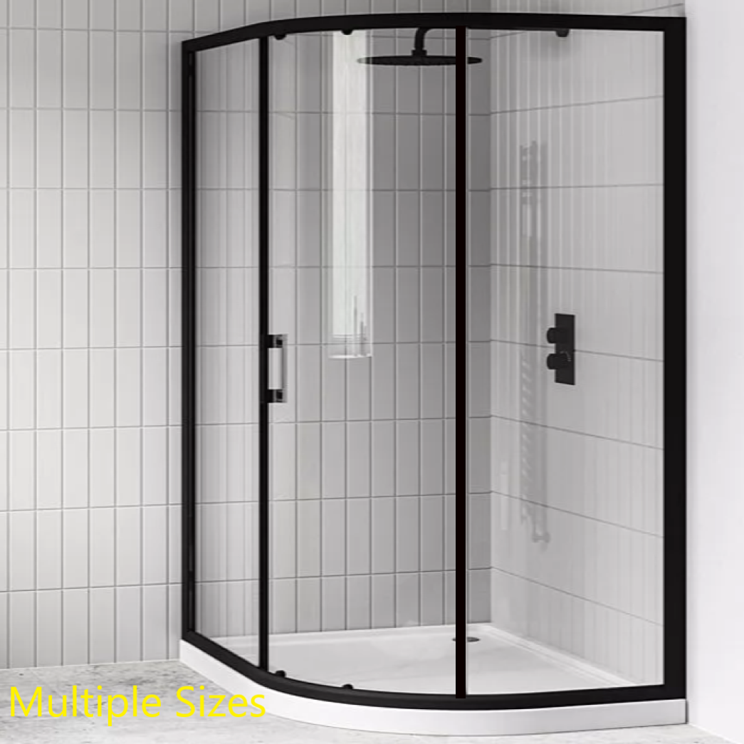 Fleur Black 8mm Single Sliding Door Quadrant Shower Enclosure