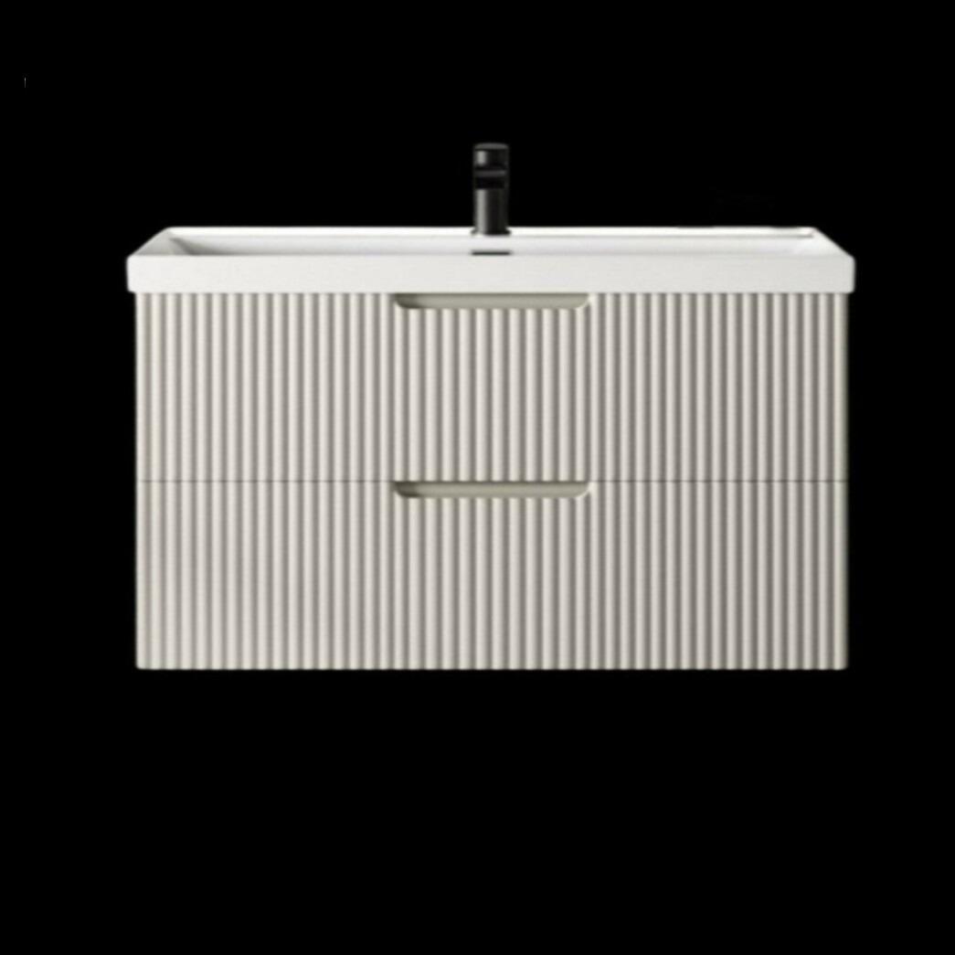 Miami 800mm Fluted Wall Hung Vanity Unit with Ceramic Basin - Chalk White