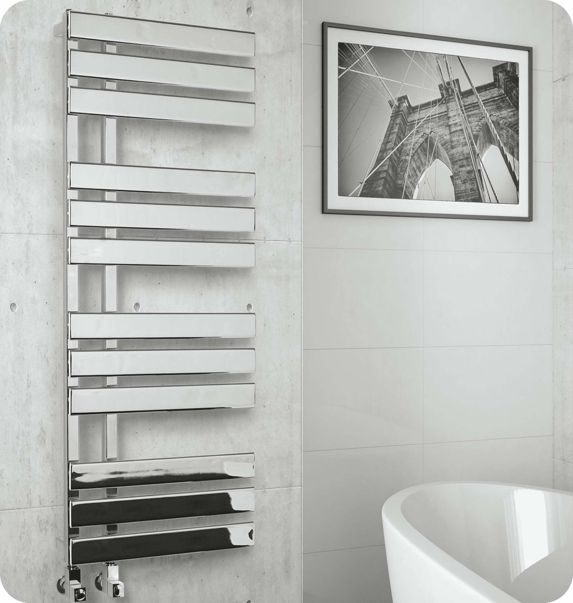 Oregon 1180mm Chrome Designer Heated Towel Rail