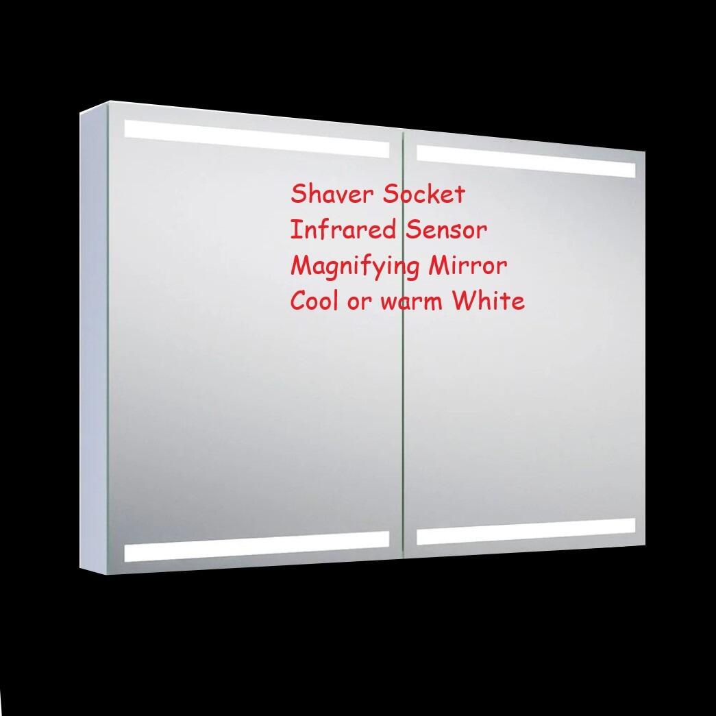 Coral / Corton 1000mm LED 2 Door Double Mirrored Wall Cabinet