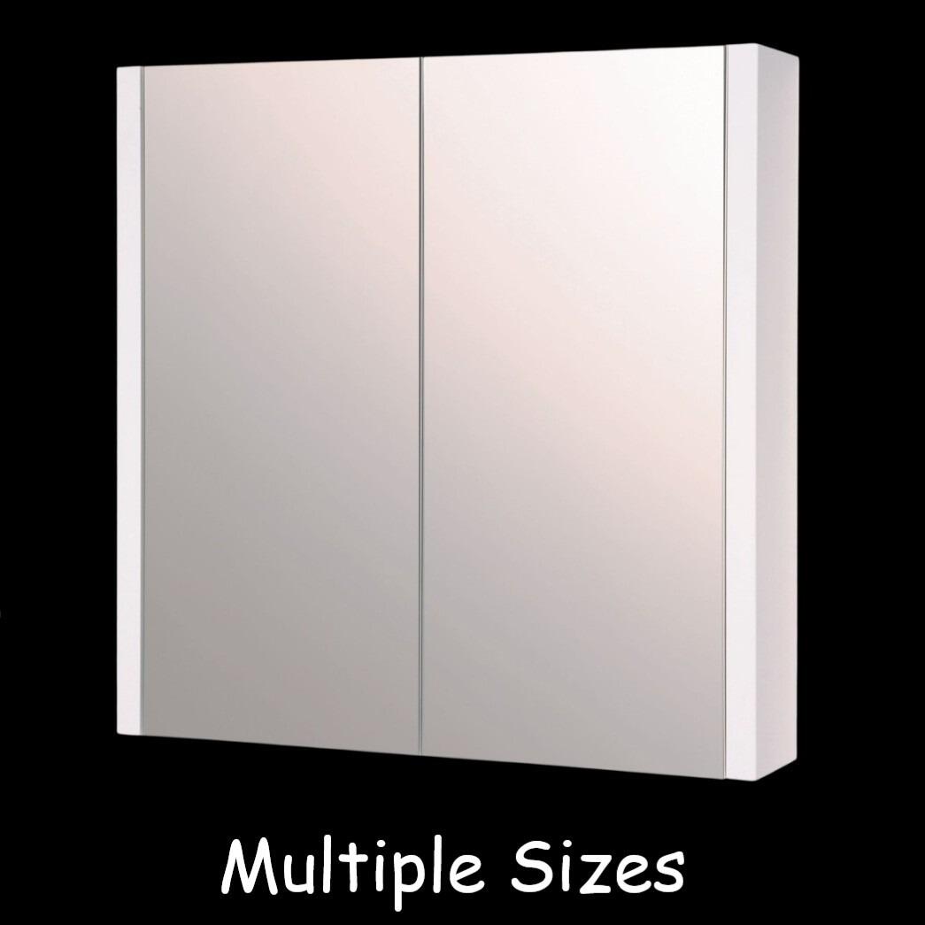 City Gloss White Wooden 2 Door Mirror Cabinet