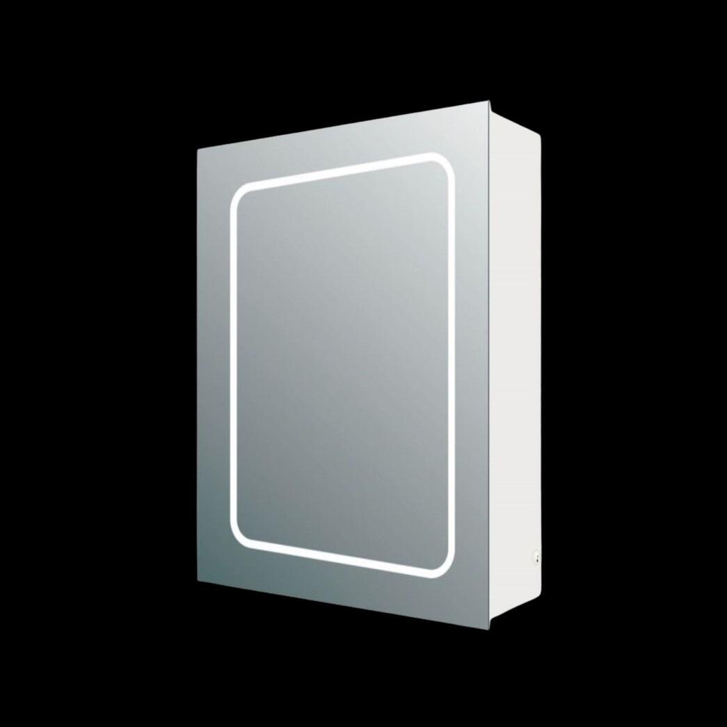 Monza / Manor 500mm Aluminium Single Door LED Mirrored Wall Cabinet