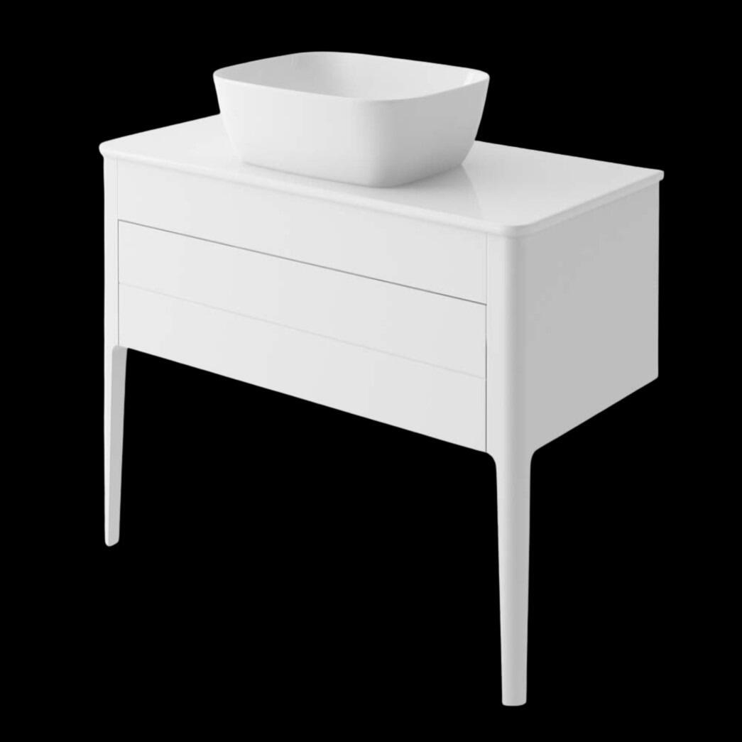 Sarah 1000mm Matt White Vanity Unit with Composite Solid Surface Worktop