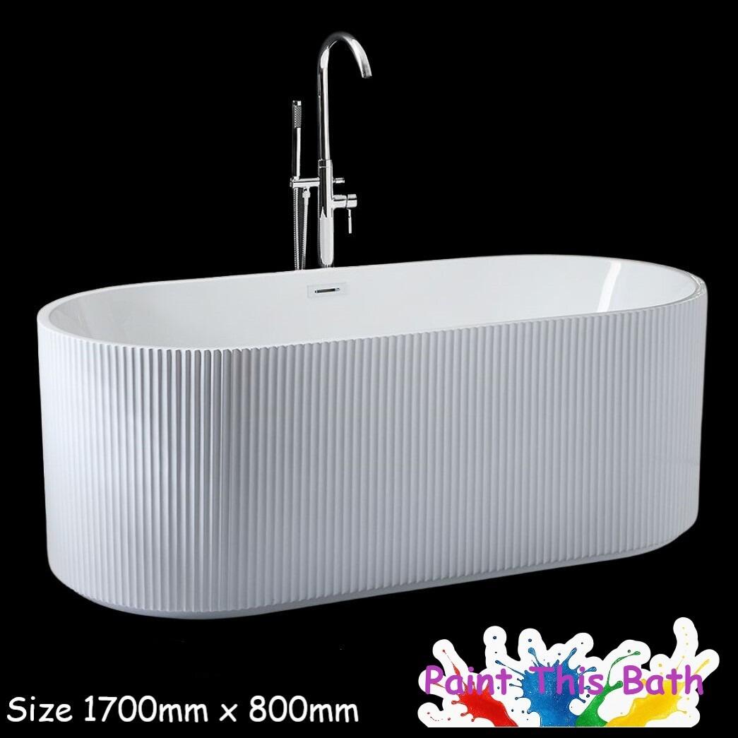 Orlando 1700mm White Fluted Freestanding Acrylic Bath