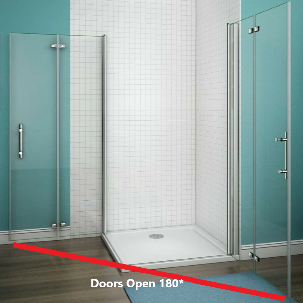 Easy Access Double Bifold Door Shower Enclosure -180* Open Out