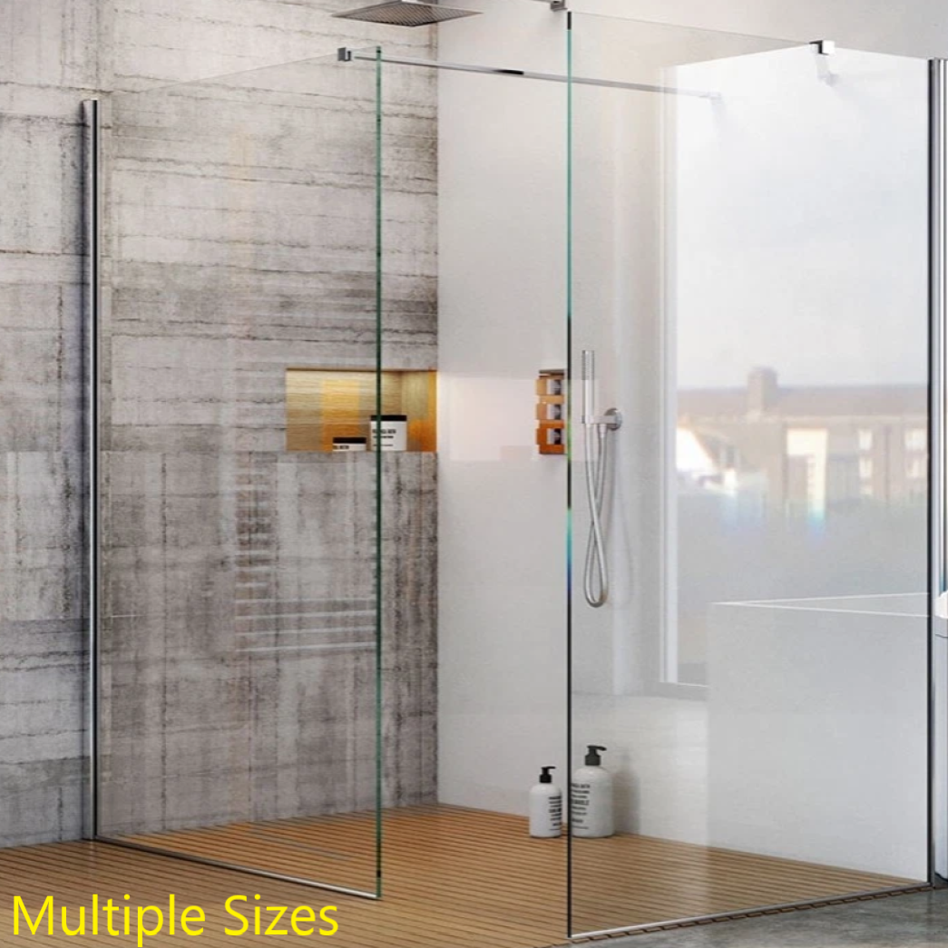 Onyx 10mm Clear Glass Fixed Shower Screens - Black or Chrome Profile
