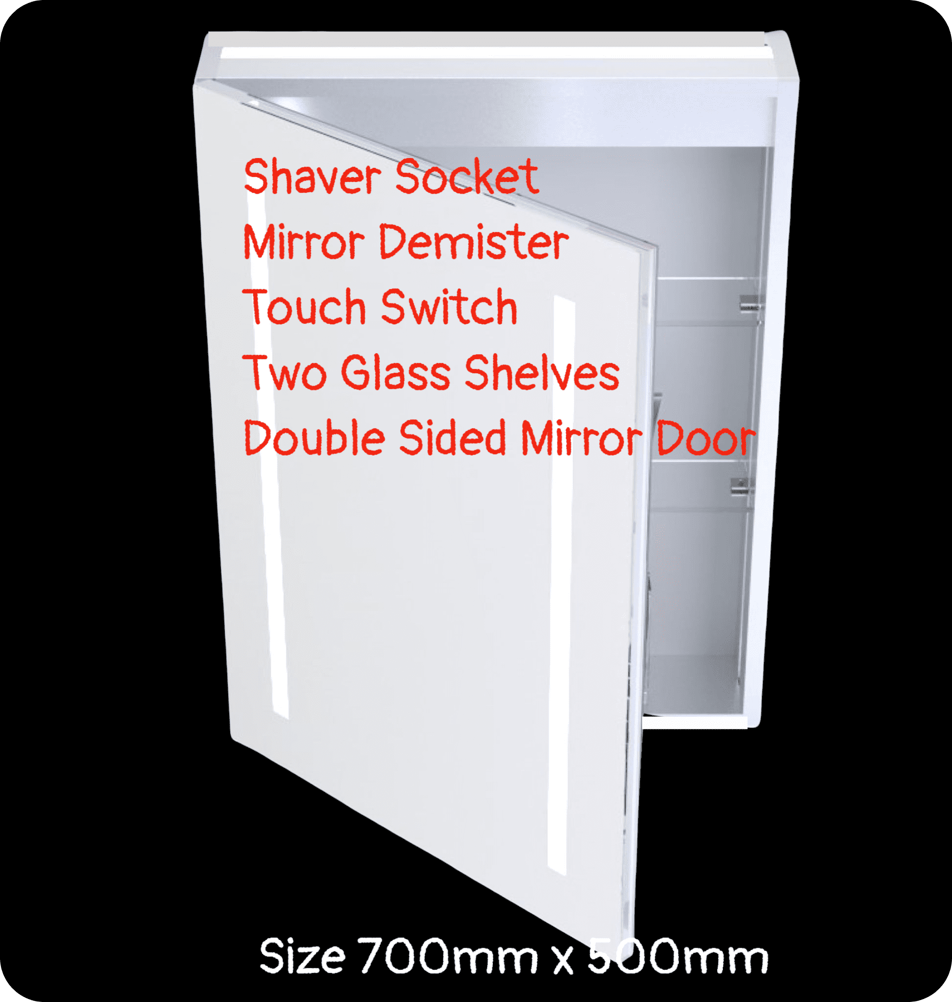 Spectrum 700mm x 500mm Aluminium LED Mirror Cabinet