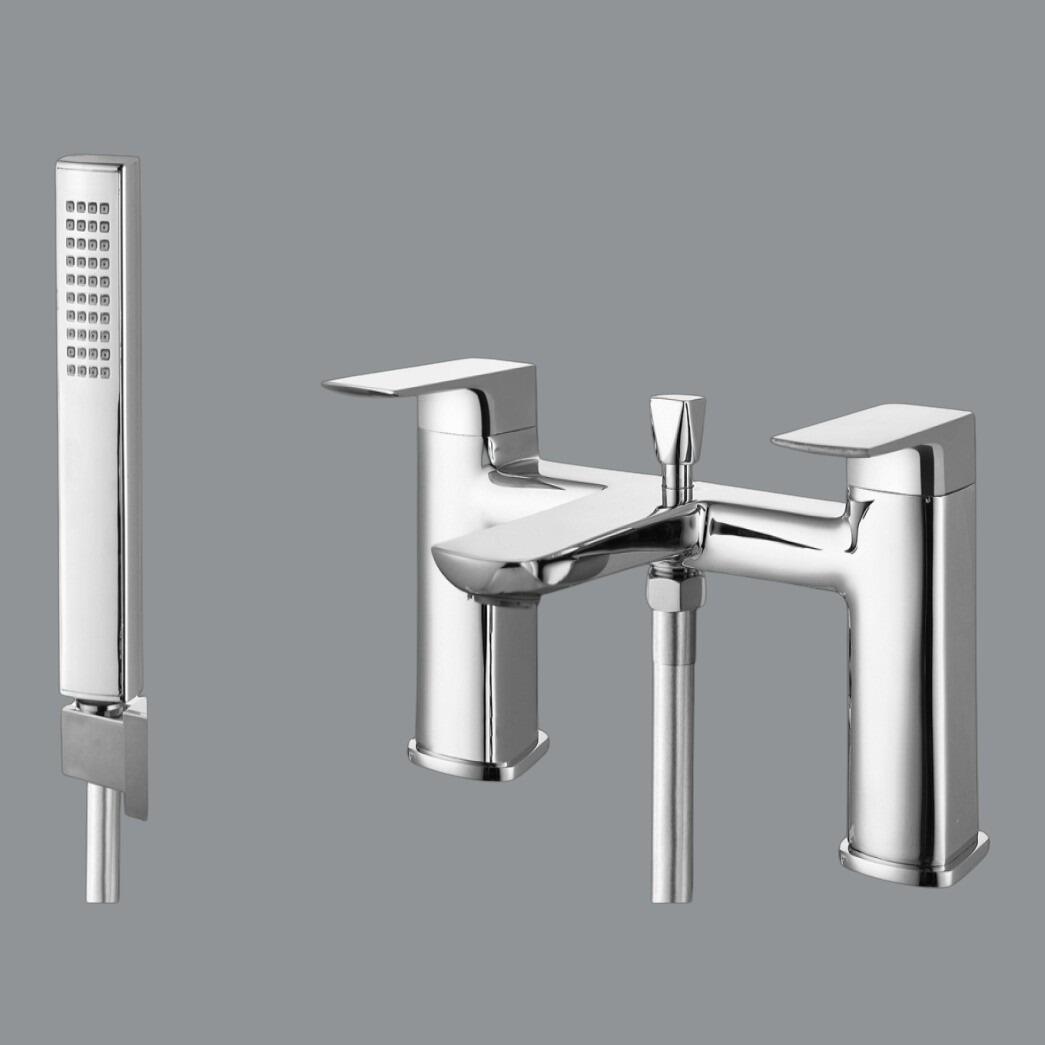Vista Polished Chrome Bath Shower Mixer with Matching Hose & Handset