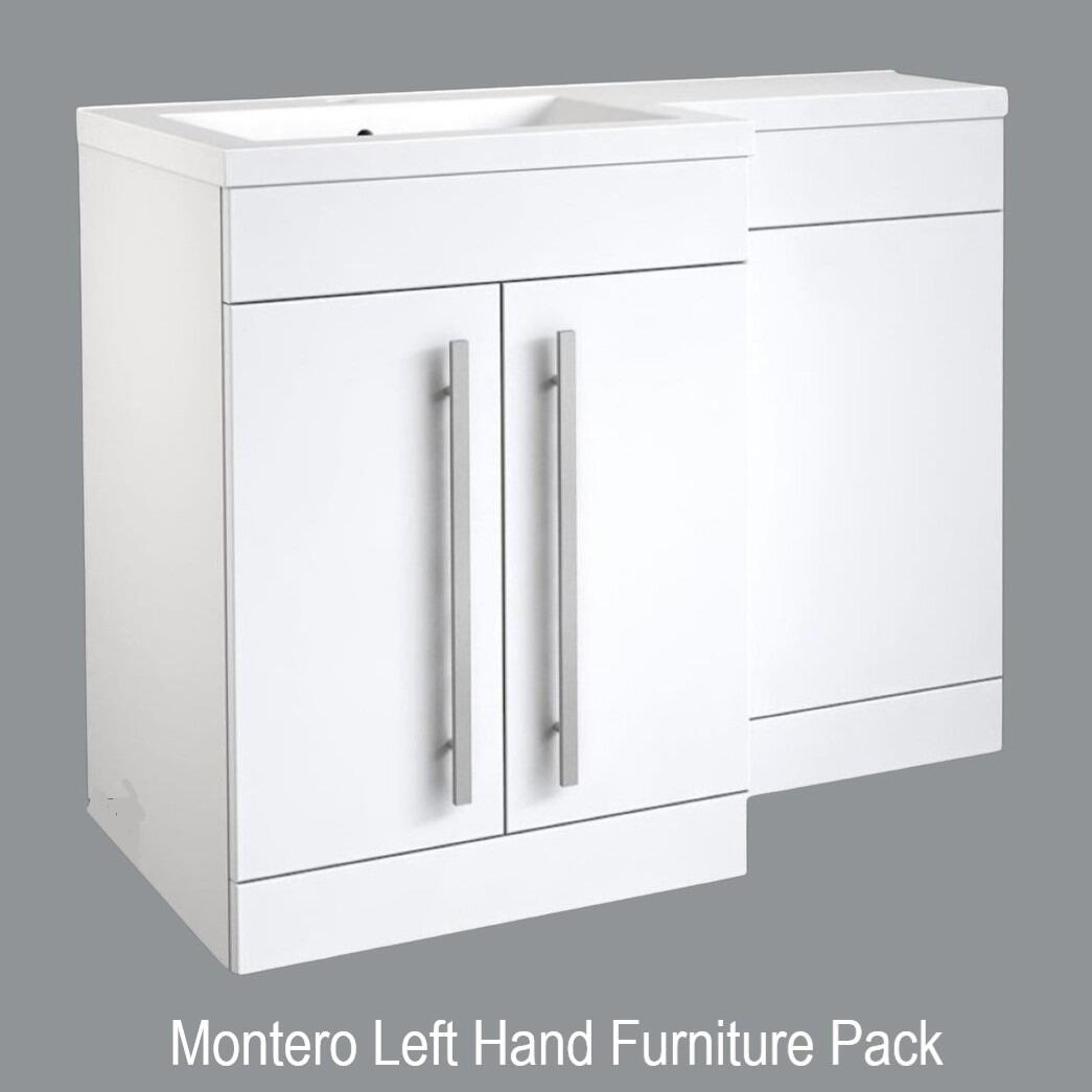 Montero 1100mm White Gloss 2 Door L Shaped Furniture Pack LH