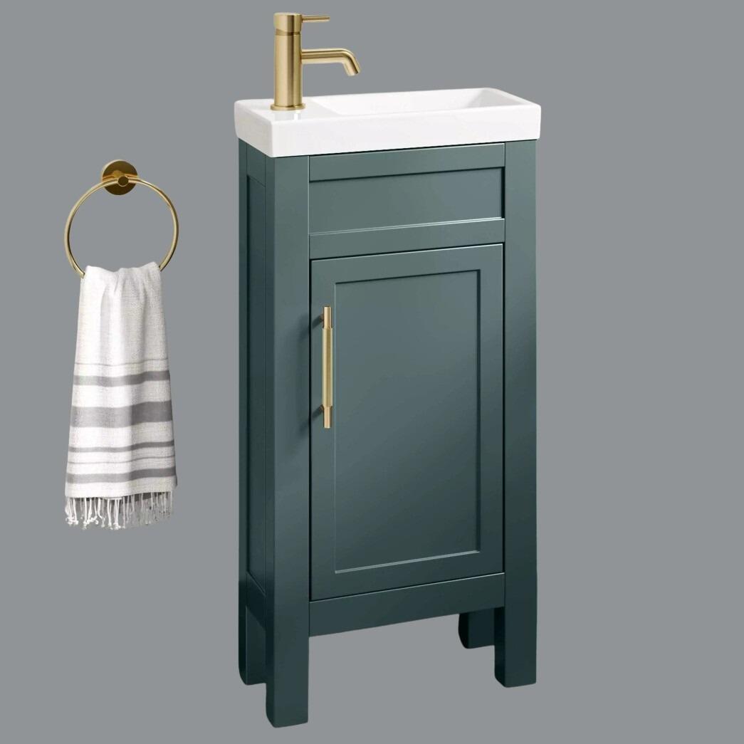 Ely 400mm Forest Green Traditional Cloakroom Vanity Unit with Ceramic Basin