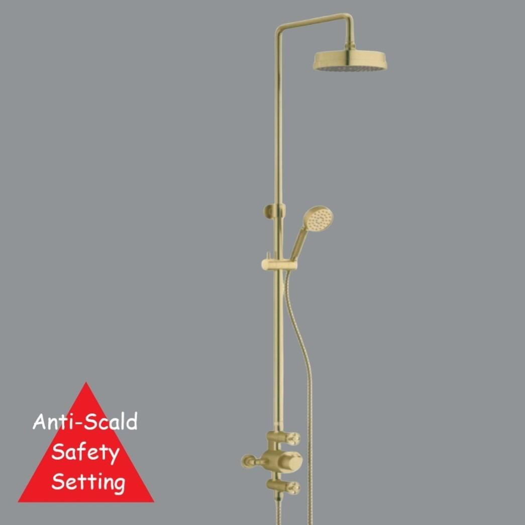 Indus Brushed Gold Thermostatic Exposed Valve Shower Pack
