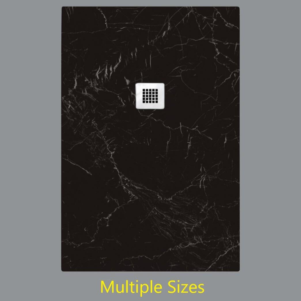 Tempo / Peoria Nero Marquina Black Marble Effect Shower Trays