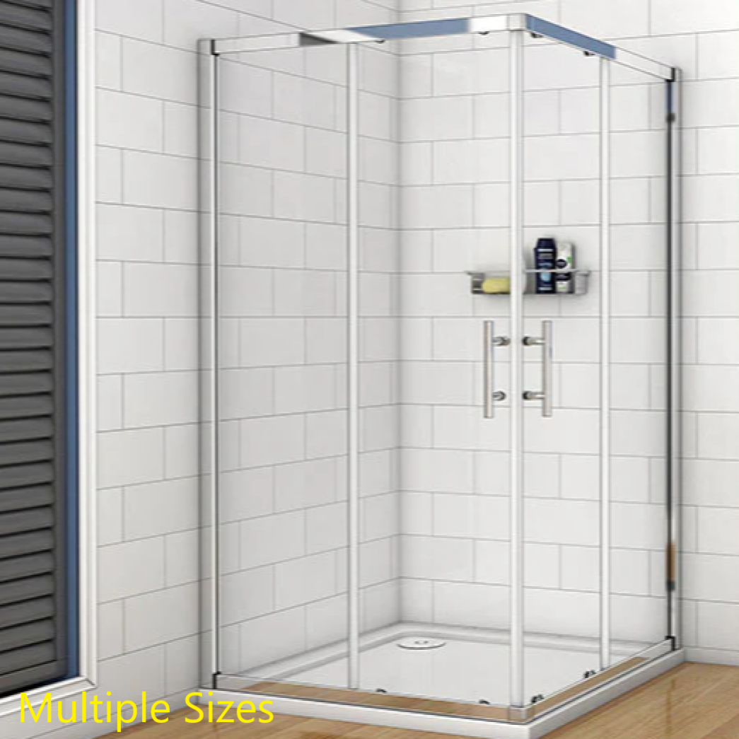 Aquatec 6mm Corner Entry Sliding Door Shower Enclosure - Open