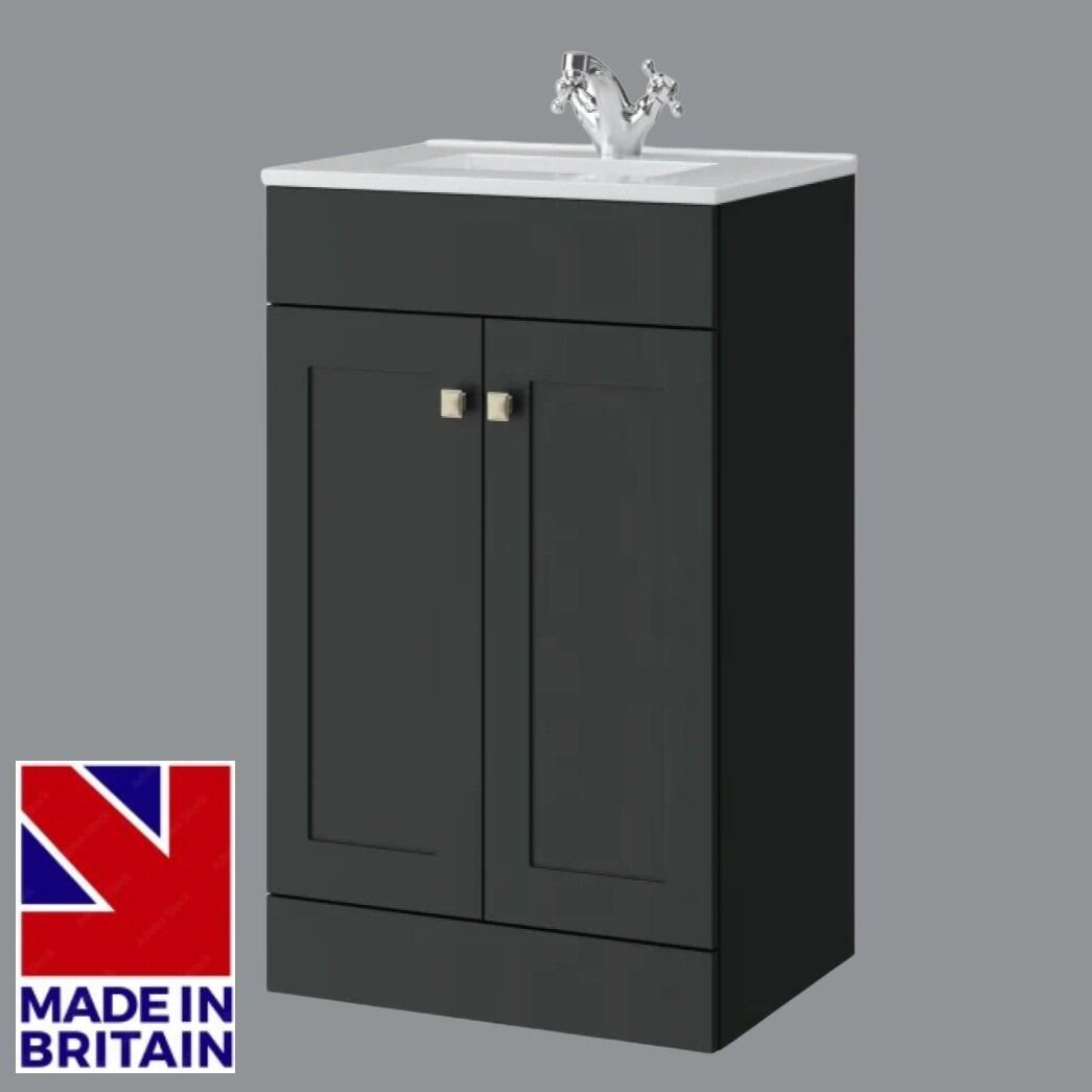 Sanctuary Shaker 500mm 2 Door Floor Standing Vanity Unit - Anthracite