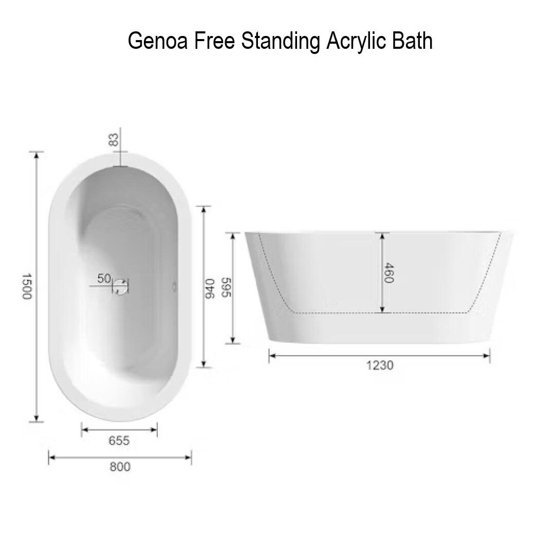 Genoa Freestanding Double Ended Bath - Schematic