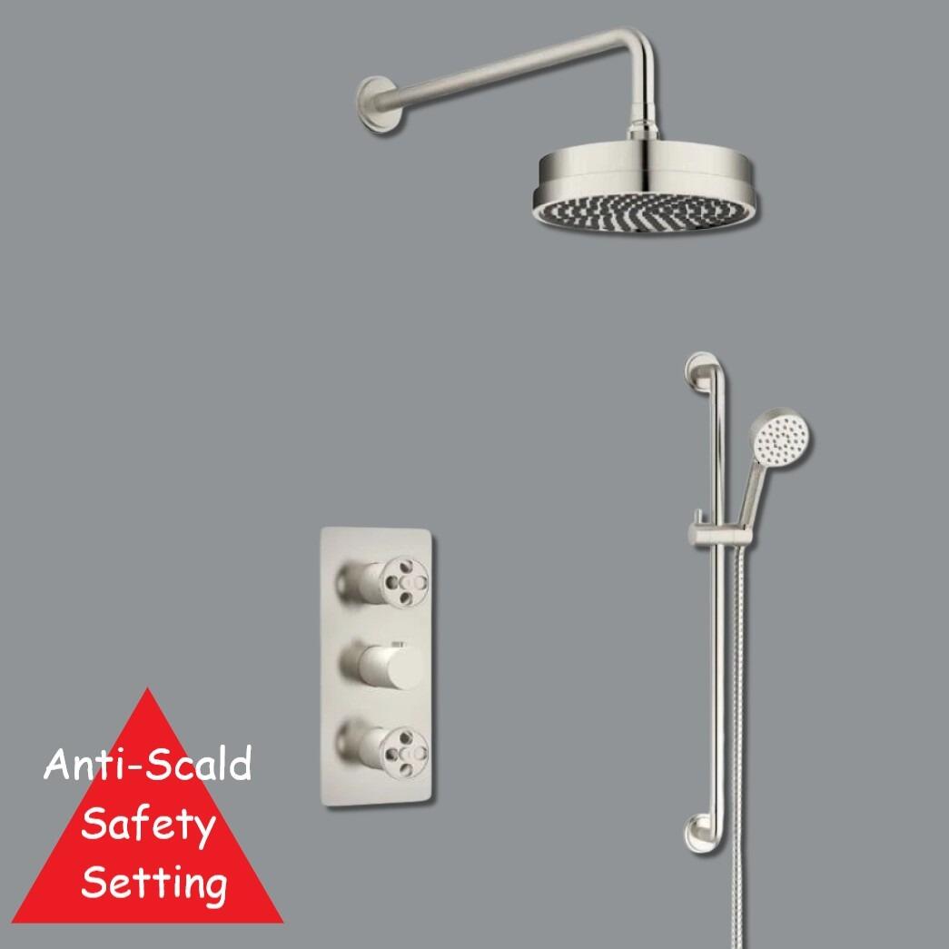 Indus Brushed Nickel Thermostatic Concealed Valve Shower Pack
