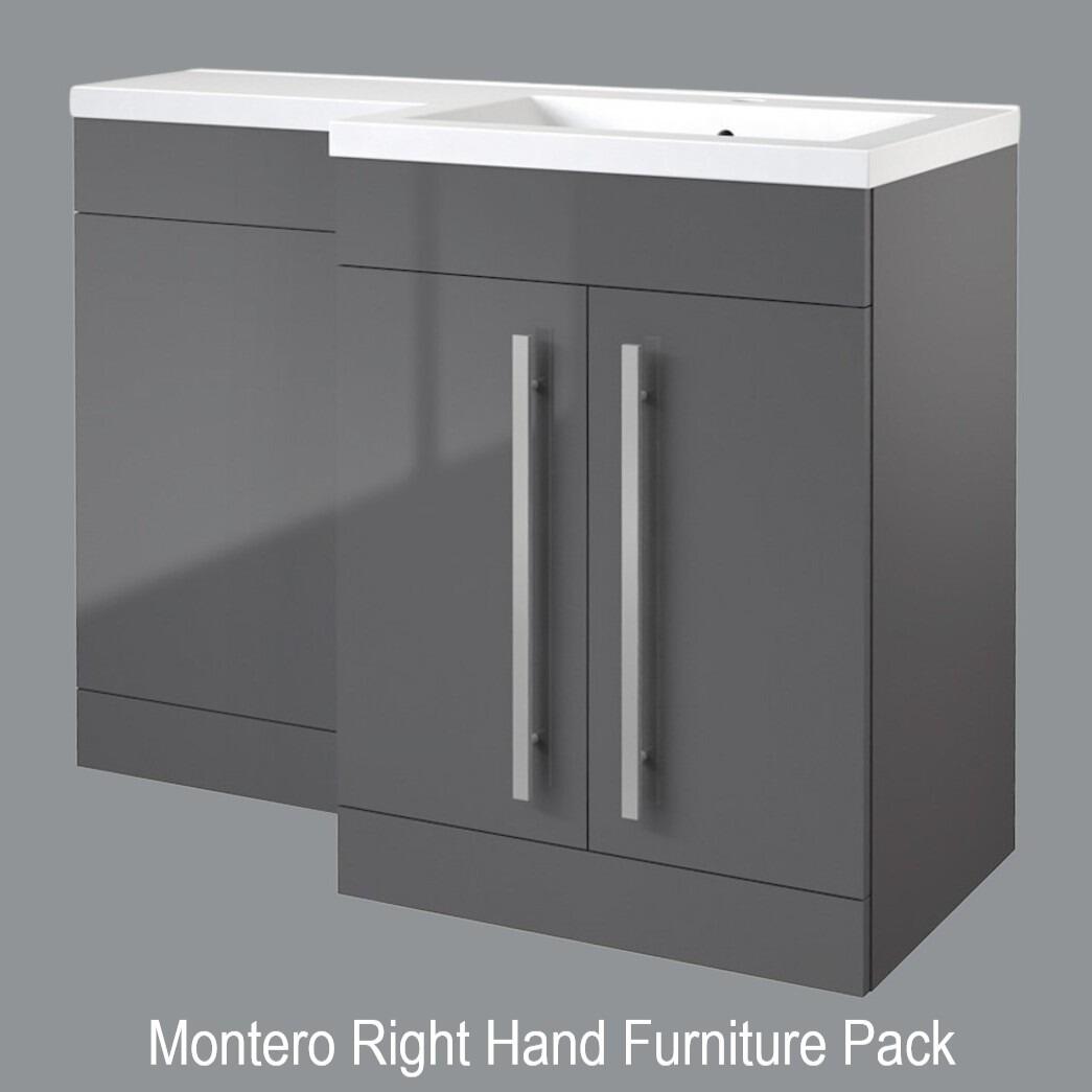 Montero 1100mm Dark Grey Gloss 2 Door L Shaped Furniture Pack RH