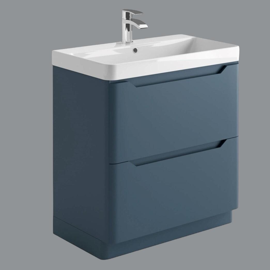Ella 800mm Stiffkey Blue Floor Standing 2 Drawer Vanity Unit with Ceramic Basin