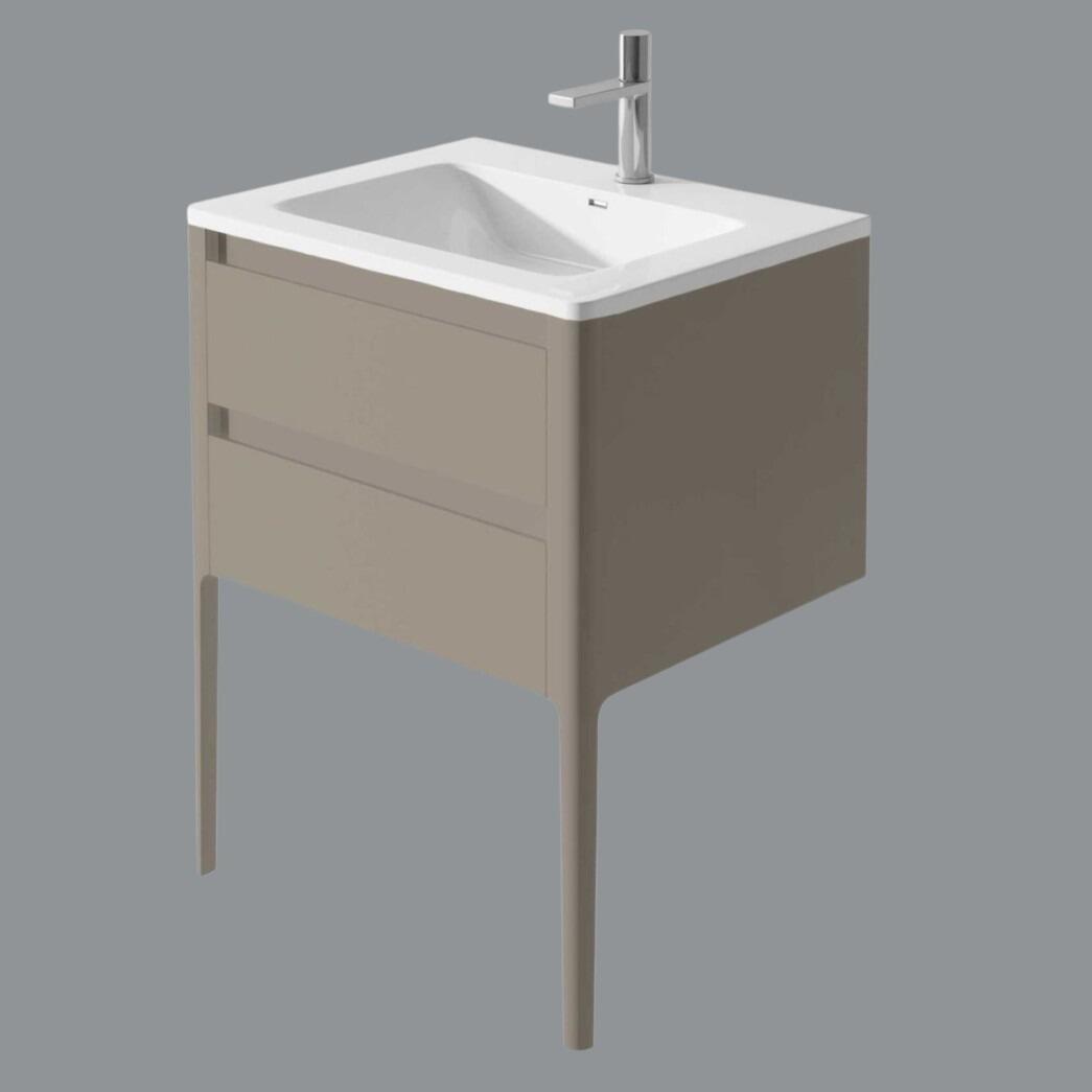 Stella 600mm French Grey Floor Standing Vanity Unit with Polymarble Basin