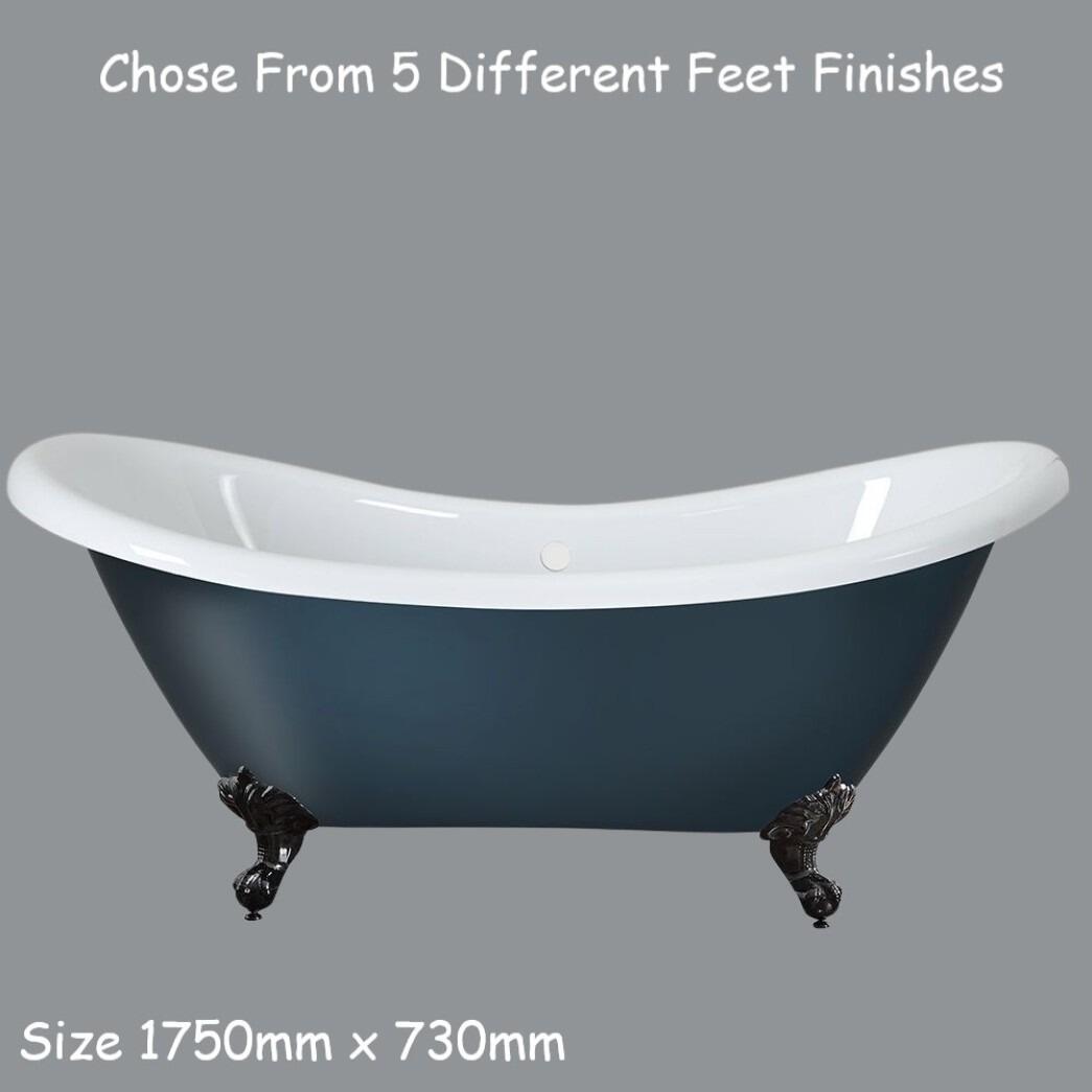 Legend 1750mm x 730mm Double Ended Free Standing Slipper Bath - Regal Blue
