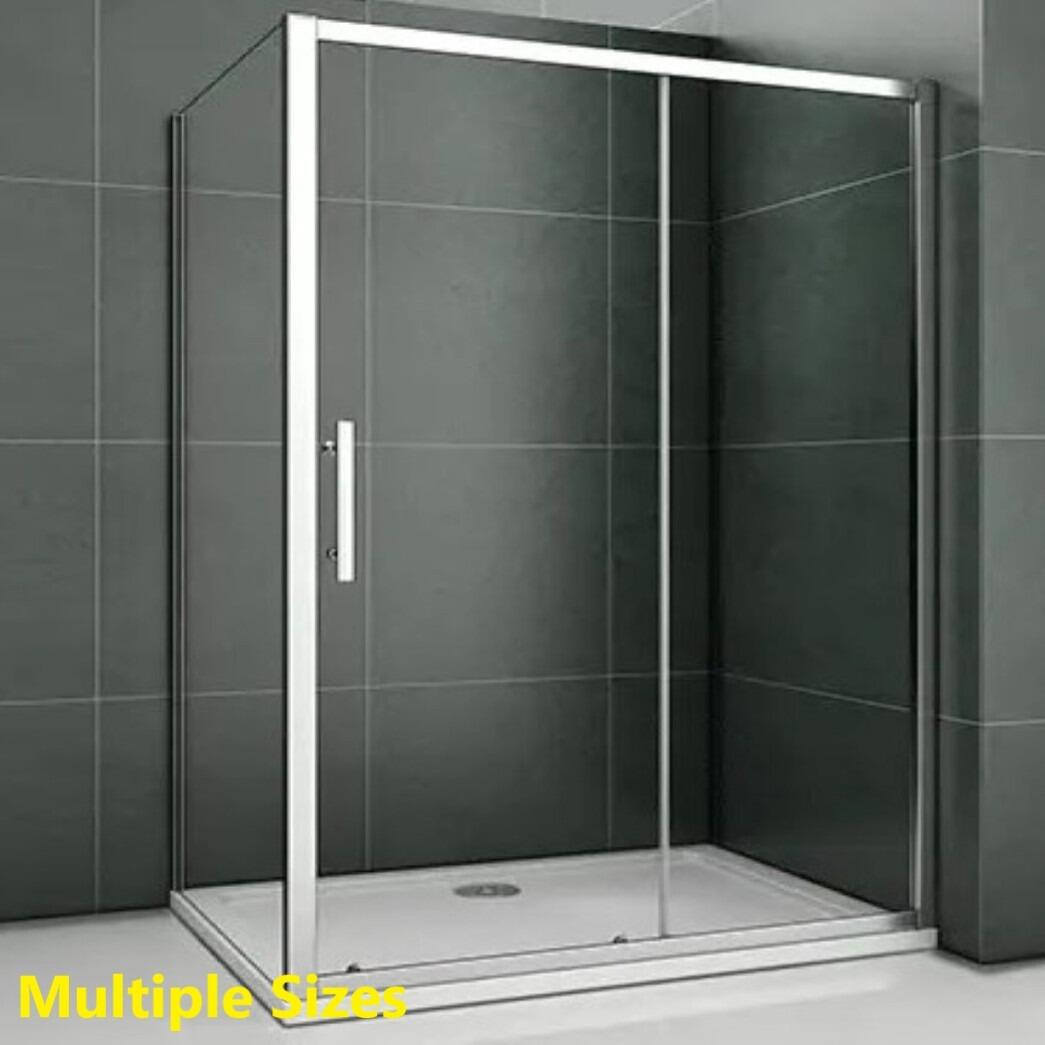 Concept Eight Chrome Sliding Shower Door With Optional Side Panel - 8mm Safety Glass