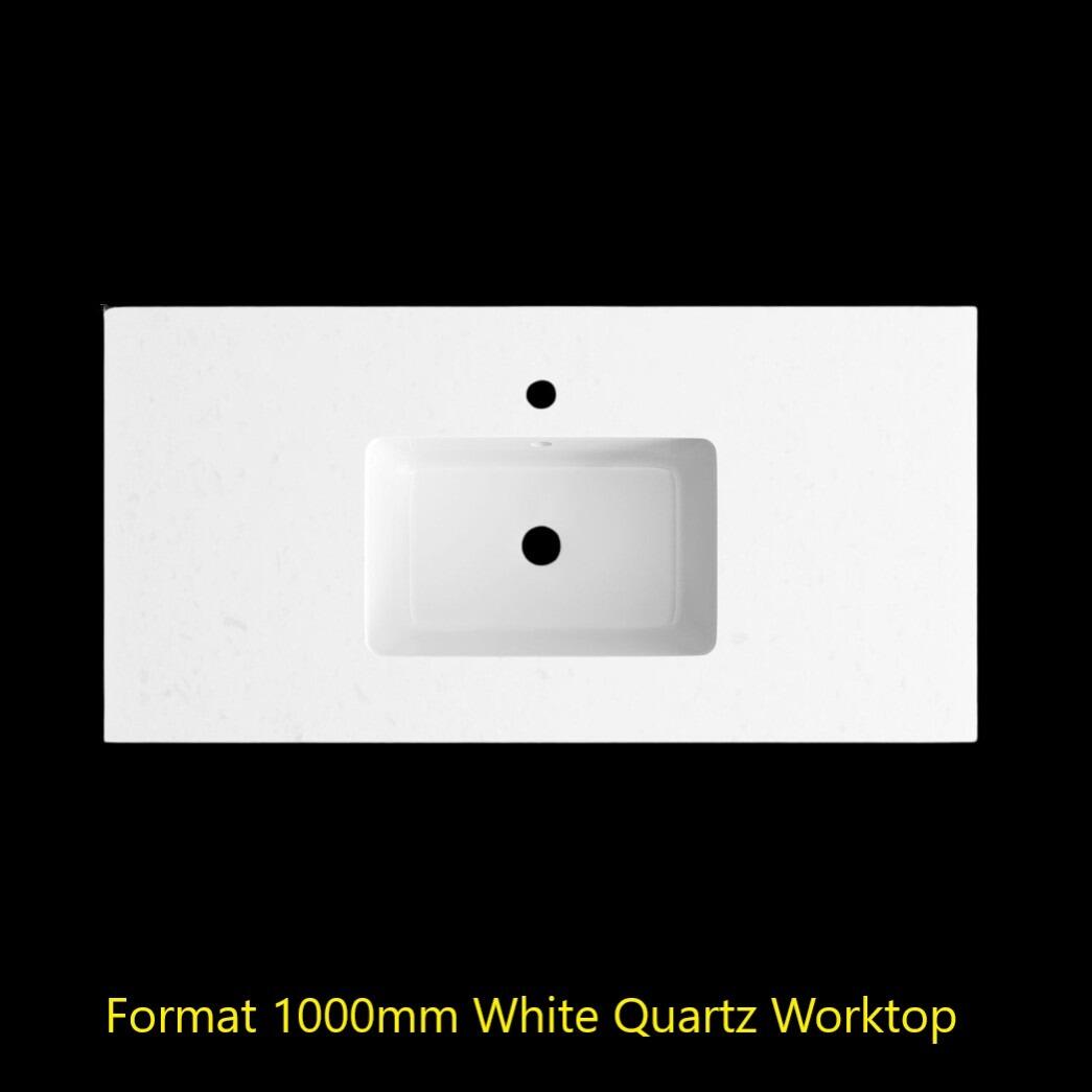 Format 1000mm 2 Drawer Vanity Unit White Quartz Worktop