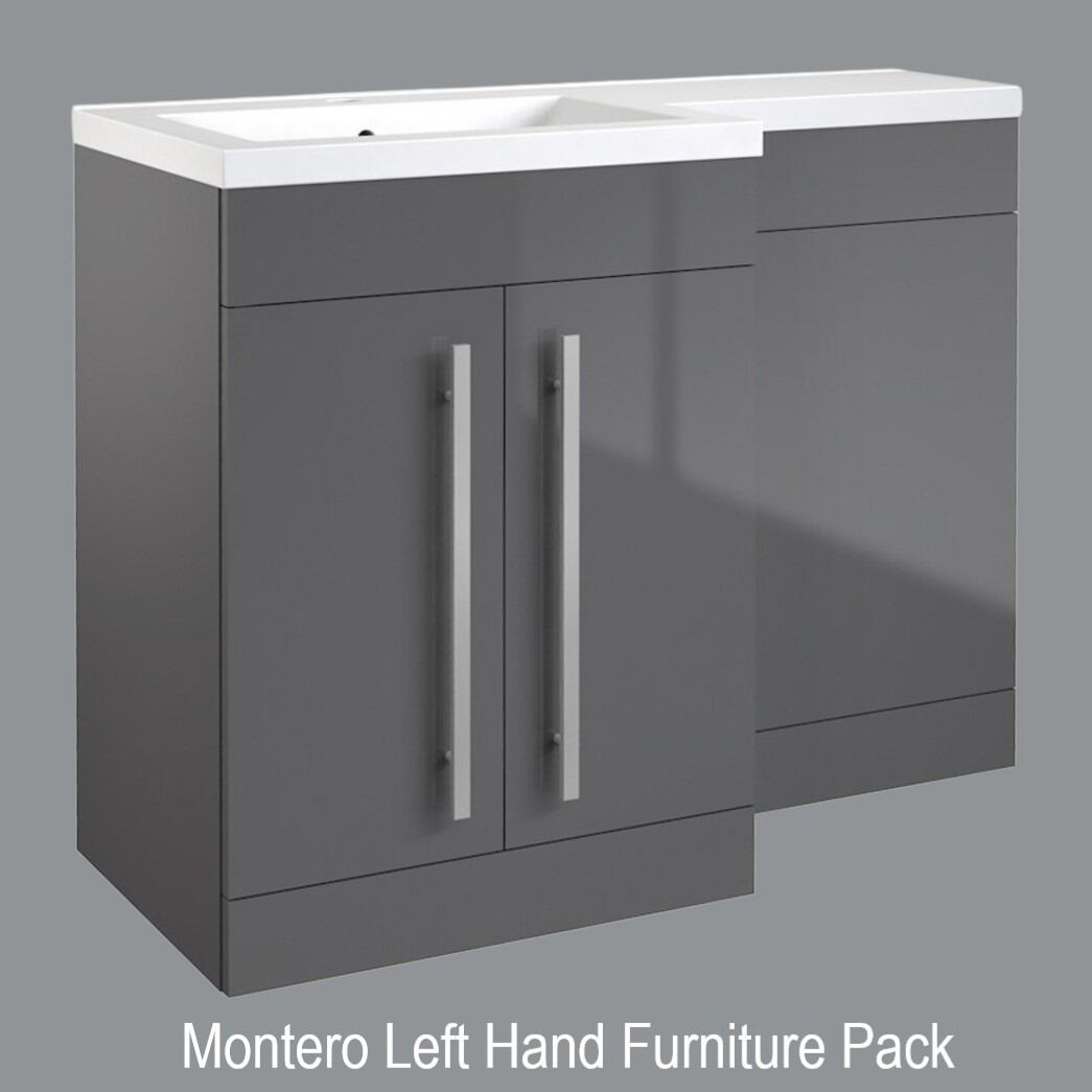 Montero 1100mm Dark Grey Gloss 2 Door L Shaped Furniture Pack LH