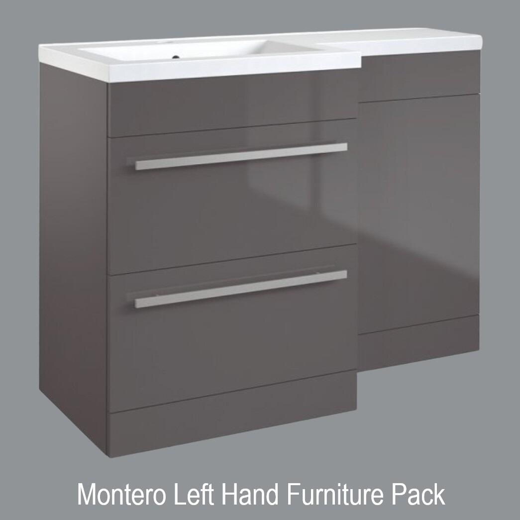 Montero 1100mm Matt Black 2 Drawer L Shaped Furniture Pack LH