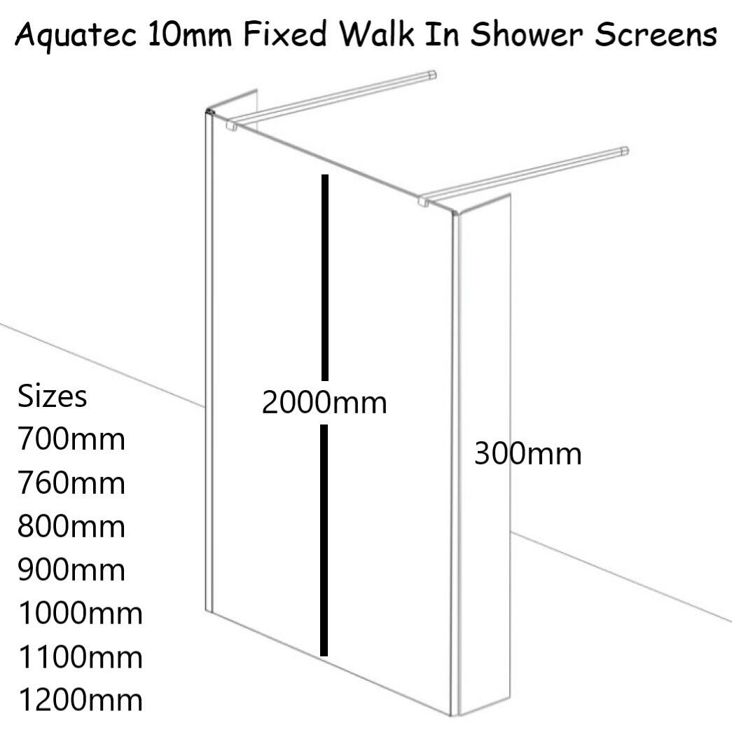 Aquatec 10 Walk Through Wet Room Fixed Shower Screen Dimensions