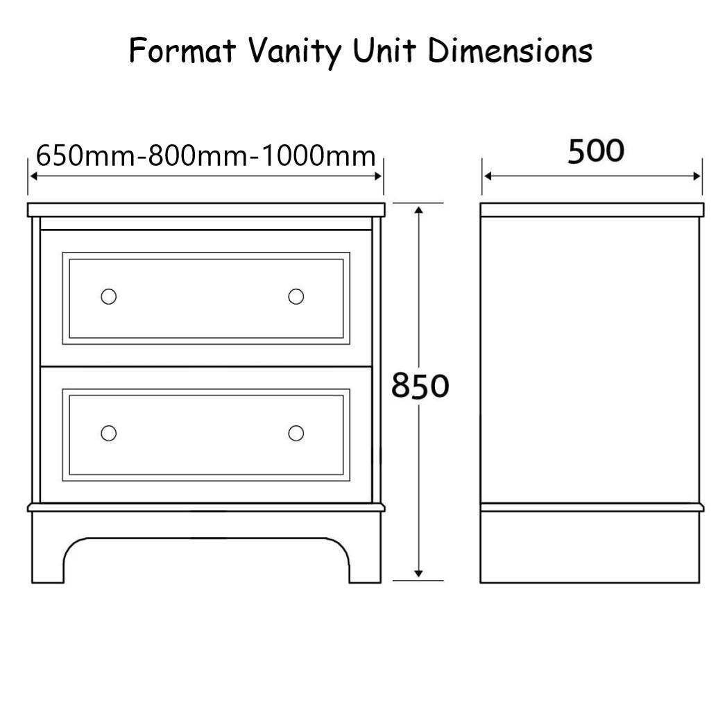 Format 1000mm 2 Drawer Vanity Unit Dimensions