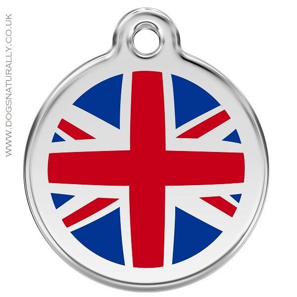 Red Dingo Union Jack Dog Tag available in 3x sizes