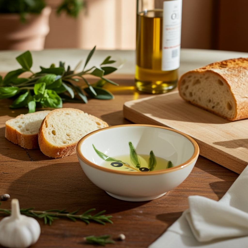 Olive Print Dipping Bowl lifestyle