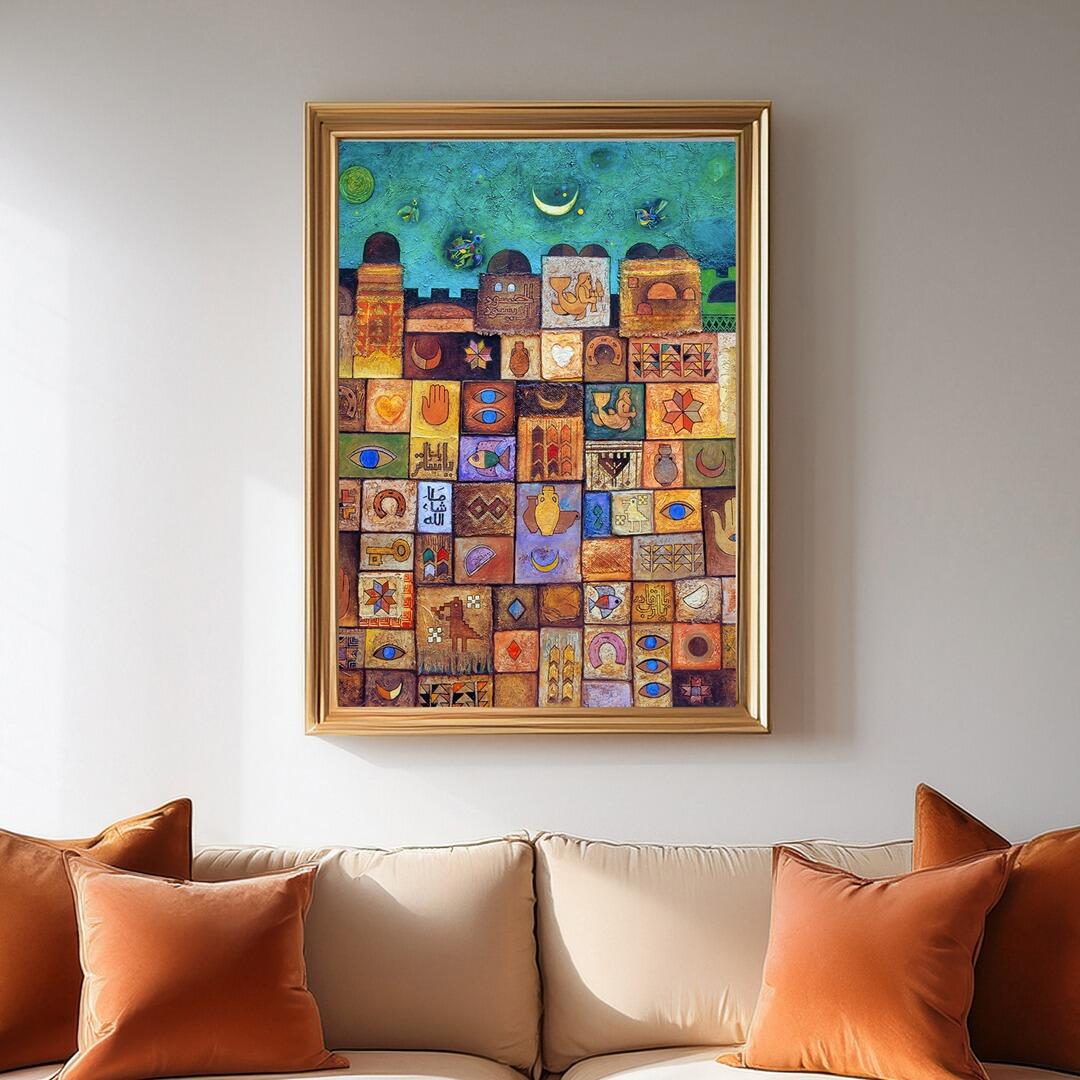 Sliman Mansour, Palestinian Heritage Wall Art 50 x 70cm