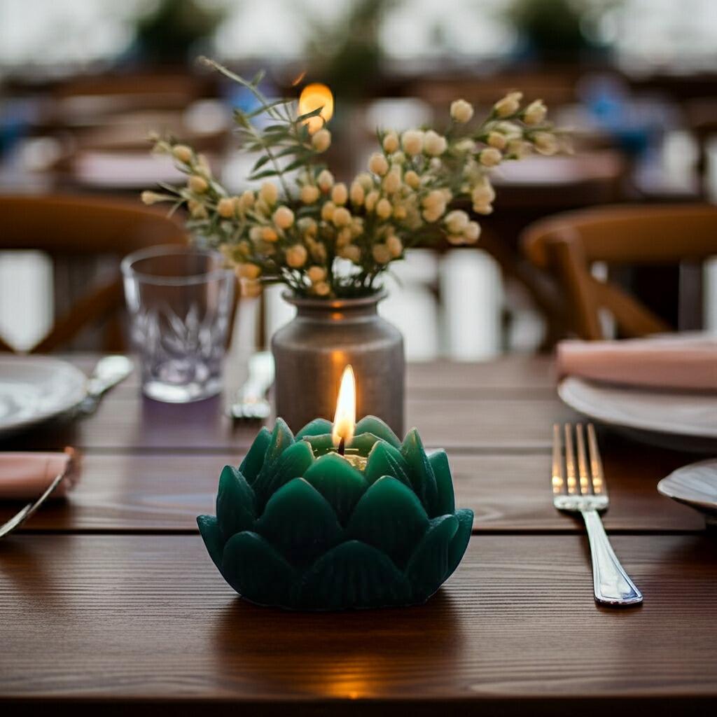 Handmade Lotus Shaped Candle - Green lifestyle