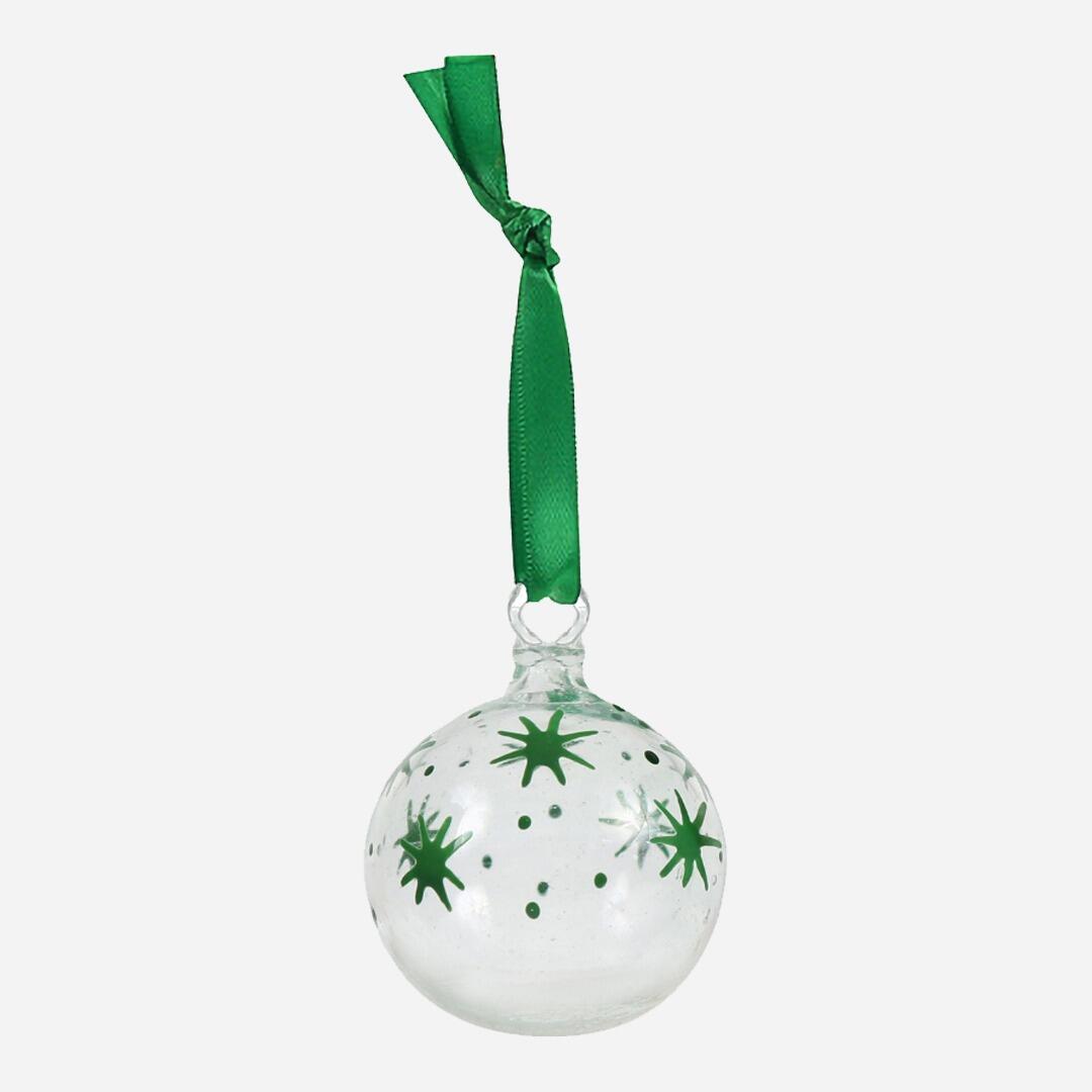 Embrace the Middle East - Christmas Decorations - Bethlehem Glass Bauble - Green Stars