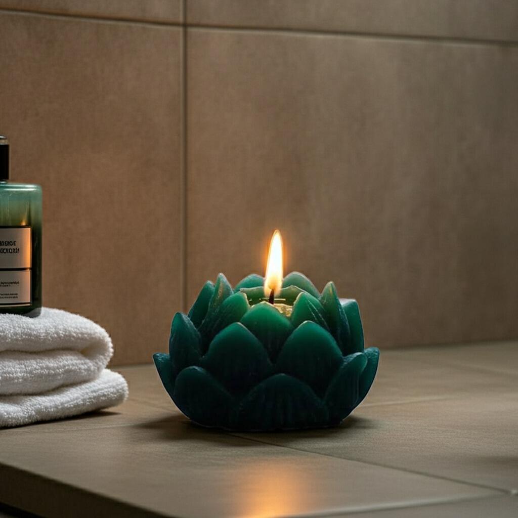 Handmade Lotus Shaped Candle - Green lifestyle