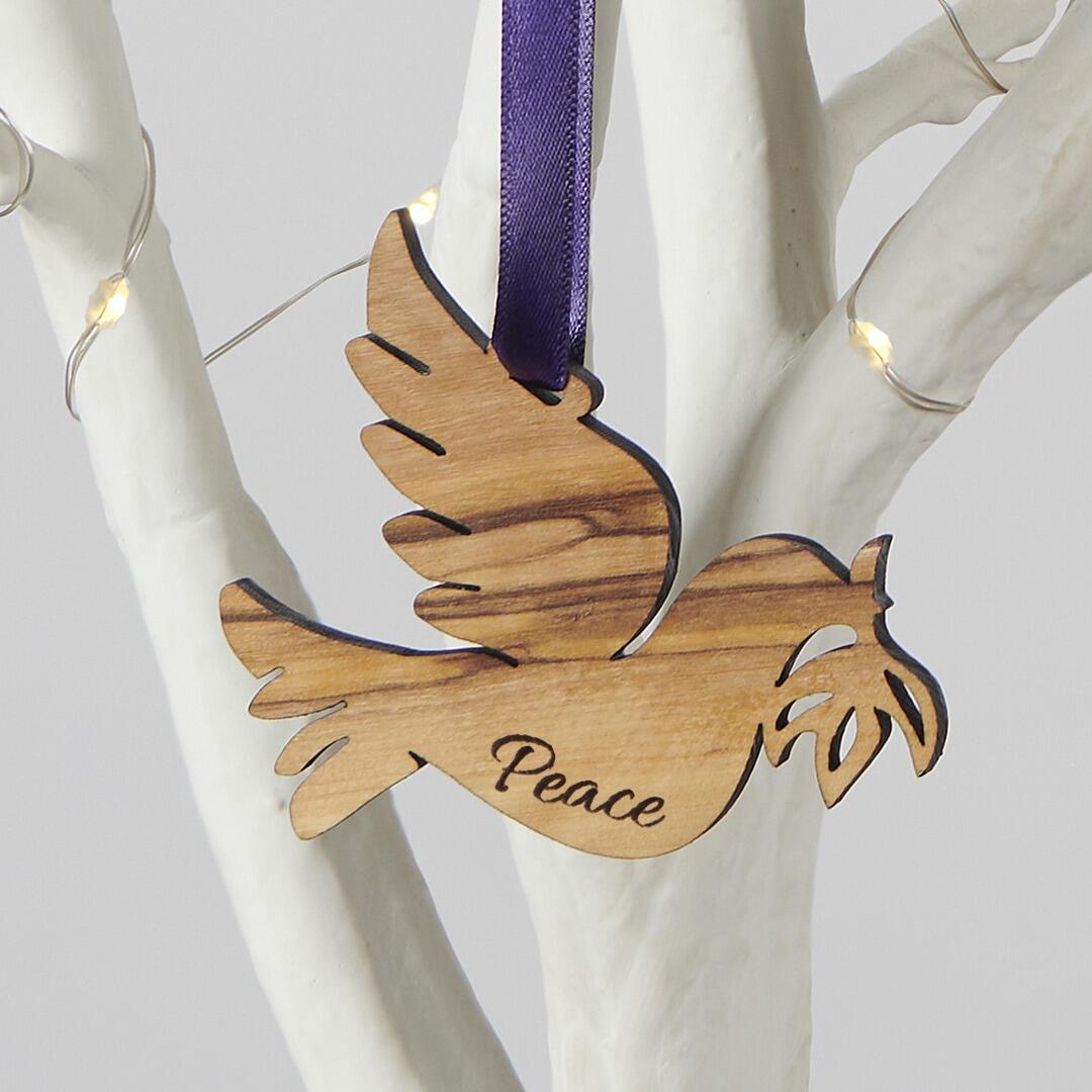 Embrace the Middle East - Christmas Decorations - Olive Wood Dove of Peace Decoration