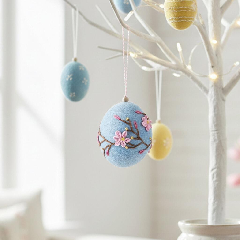 Easter Tree Decorations Easter Tree Decoration - Felt Embroidered Egg